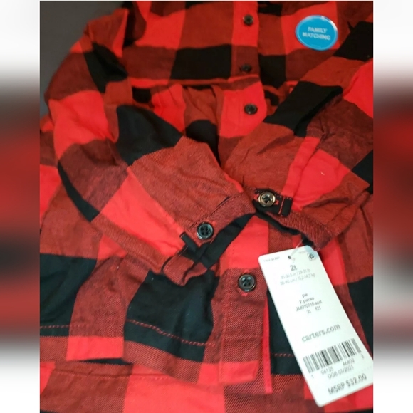 Carter's Buffalo Check Red Black 2 Piece Set Toddler 2T Button Top And Leggings - Picture 2 of 4